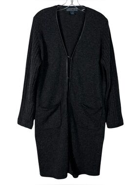 Herman Geist 100% Lambswool Longline Clasp Front Cardigan Sweater Minimal Large